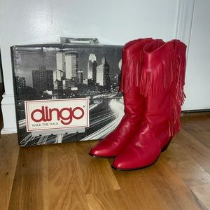 Vintage Dingo leather fringed boots